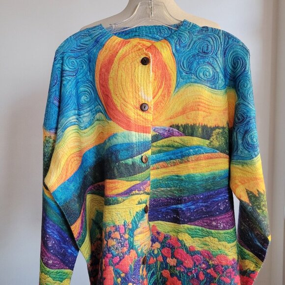 Unbranded Van Gogh Starry Night Print Cardigan Lightweight Sweater (Size: 3X) - Picture 5 of 13